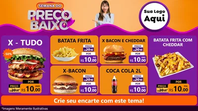 Modelo de TV para TV Horizontal com o tema Semana do Preço Baixo para Hamburgueria