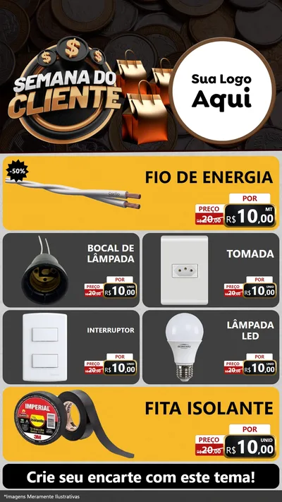 Modelo de TV para TV Vertical com o tema Semana do Cliente para Materiais Elétricos