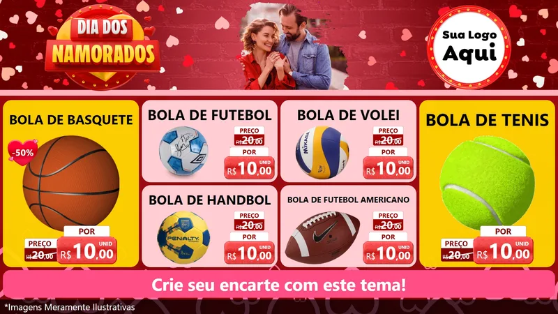 Modelo de TV para TV Horizontal com o tema Dia Dos Namorados para Artigos Esportivos