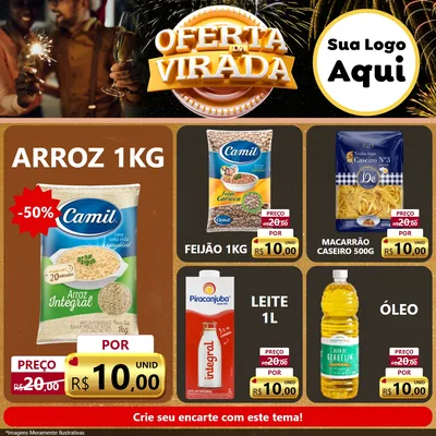Modelo de Rede Social para Feed Facebook com o tema Oferta da Virada para Supermercado