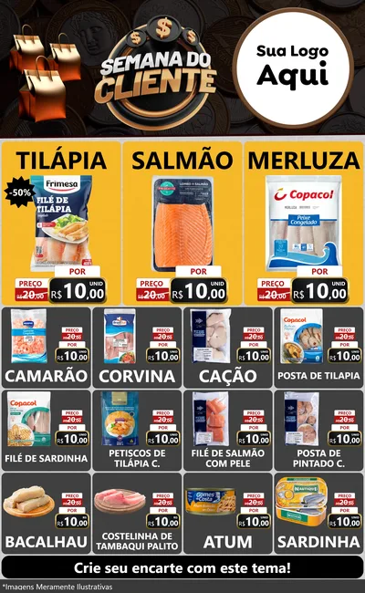 Modelo de Encarte para Encarte Grande com o tema Semana do Cliente para Peixaria