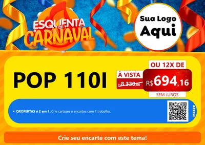 Modelo de Cartaz para Cartaz A4 Horizontal com o tema Esquenta de Carnaval para Concessionaria de Motos