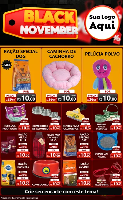 Modelo de Encarte para Encarte Grande com o tema Black November para Pet Shop