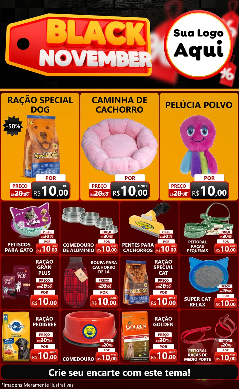 Modelo de Encarte para Encarte Grande com o tema Black November para Pet Shop