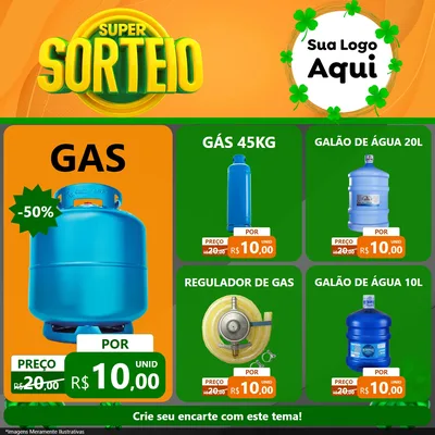 Modelo de Rede Social para Feed Facebook com o tema Super Sorteio para Água e gás