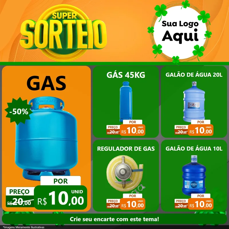 Modelo de Rede Social para Feed Facebook com o tema Super Sorteio para Água e gás