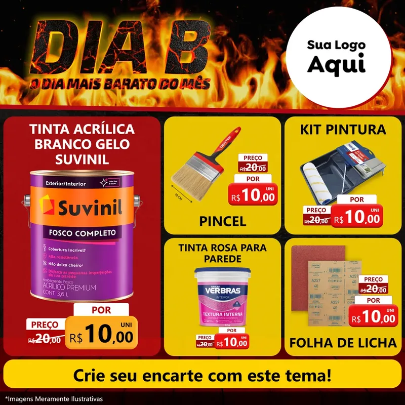 Modelo de Rede Social para Feed Facebook com o tema Dia B para Tintas e Ferramentas