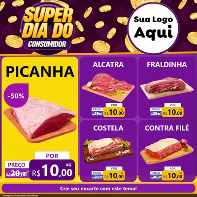 Modelo de Rede Social para Feed Facebook com o tema Super Dia do Consumidor para Açougue