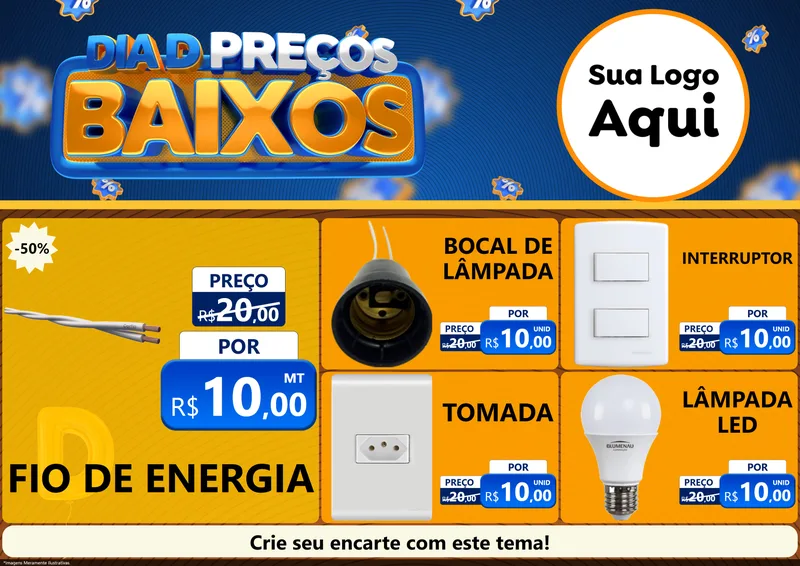 Modelo de Encarte para Encarte A4 Horizontal com o tema Dia D Preço Baixo para Materiais Elétricos