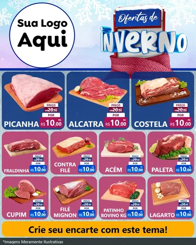 Modelo de Rede Social para Feed Instagram com o tema Ofertas de Inverno para Açougue