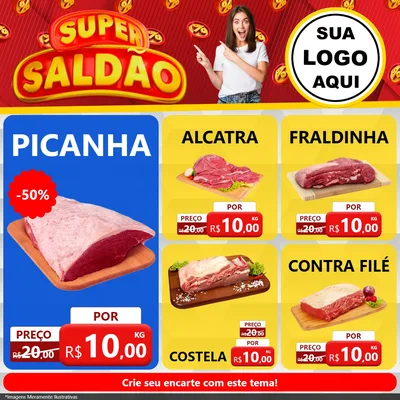 Modelo de Rede Social para Feed Facebook com o tema Super Saldão para Açougue