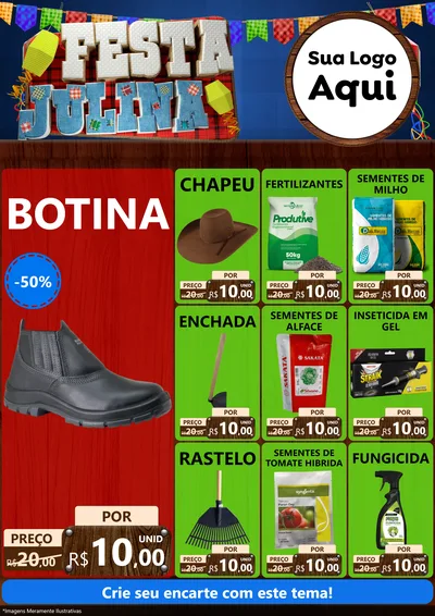 Modelo de Encarte para Encarte A4 Vertical com o tema Festa Julina para Agropecuária