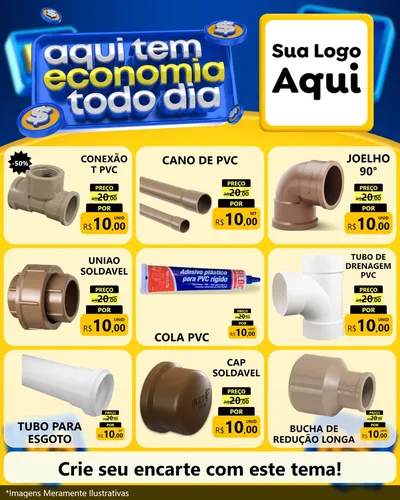 Modelo de Rede Social para Feed Instagram com o tema Aqui Tem Economia Todo Dia para Tubos e conexões