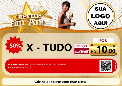 Modelo de Cartaz para Cartaz A4 Horizontal com o tema Ofertas Fim de Ano para Hamburgueria