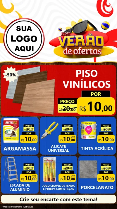 Modelo de Rede Social para Stories com o tema Super Verão de Ofertas para Material para Construção