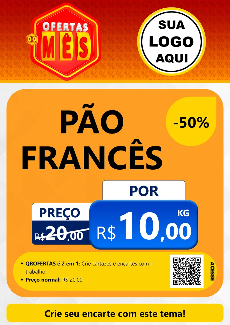 Modelo de Cartaz para Cartaz A4 Vertical com o tema Ofertas do Mês para Padaria