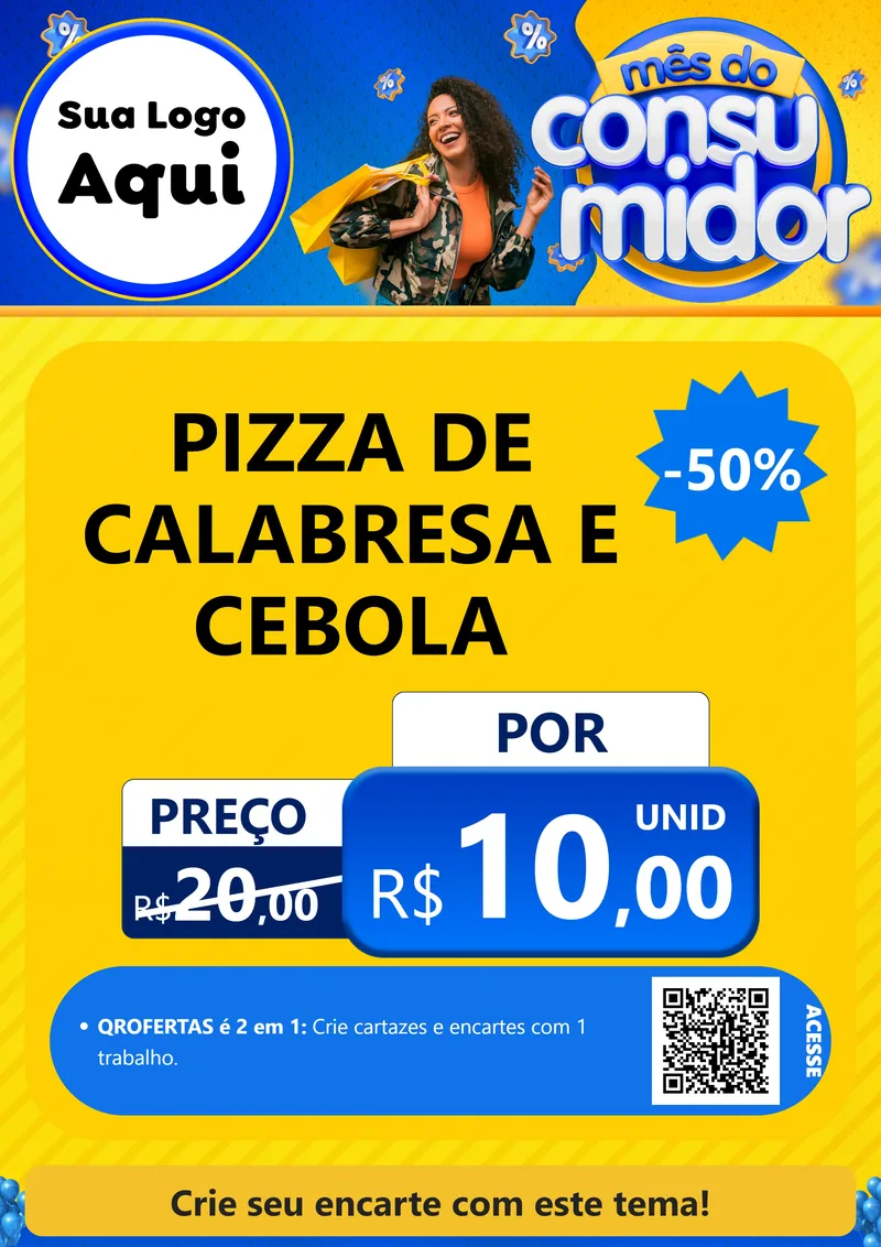 Modelo de Cartaz para Cartaz A4 Vertical com o tema Mês do Consumidor para Pizzaria