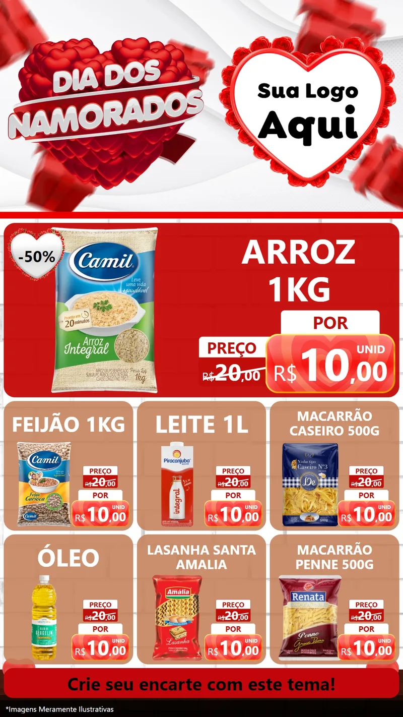 Modelo de Rede Social para Stories com o tema Dia dos Namorados para Supermercado