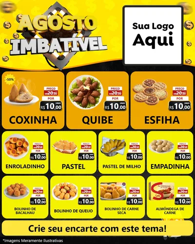 Modelo de Rede Social para Feed Instagram com o tema Agosto Imbatível para Salgadaria