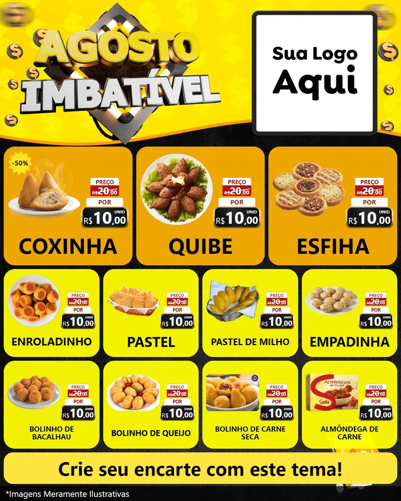 Modelo de Rede Social para Feed Instagram com o tema Agosto Imbatível para Salgadaria
