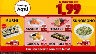Modelo de TV para TV Horizontal com o tema A Partir de Um e Noventa e Nove - 1,99 para Comida japonesa
