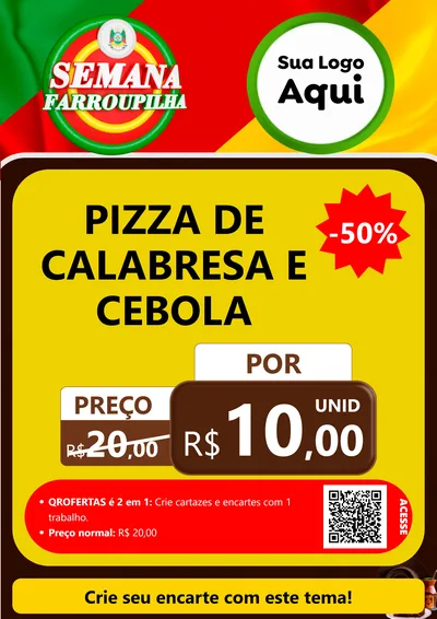 Modelo de Cartaz para Cartaz A4 Vertical com o tema Semana Farroupilha para Pizzaria