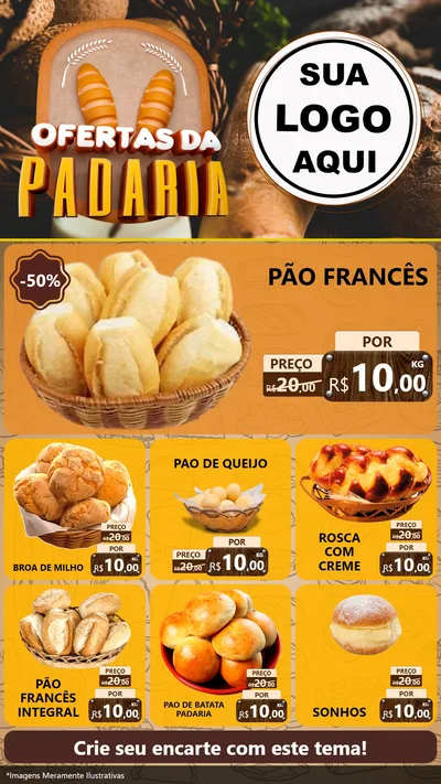 Modelo de Rede Social para Stories com o tema Ofertas da Padaria para Padaria