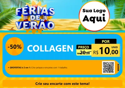 Modelo de Cartaz para Cartaz A4 Horizontal com o tema Férias de Verão para Suplementos alimentares