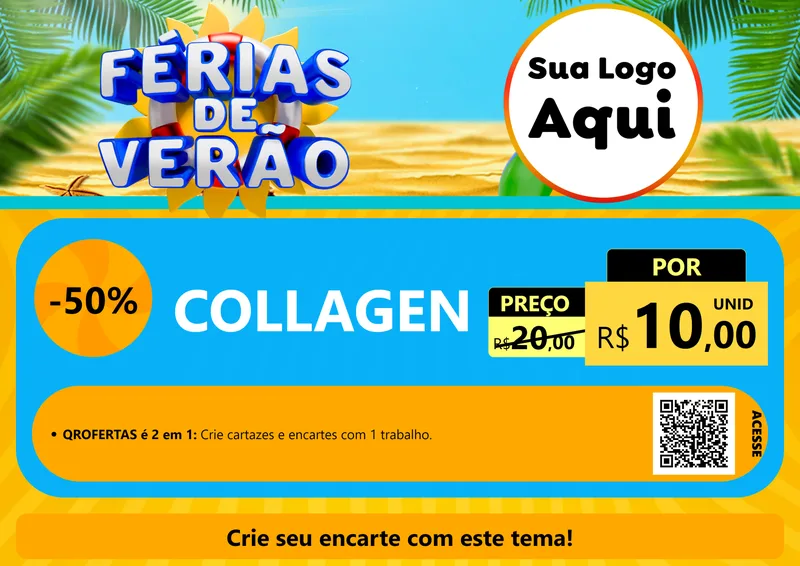 Modelo de Cartaz para Cartaz A4 Horizontal com o tema Férias de Verão para Suplementos alimentares