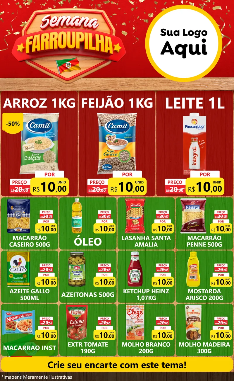 Modelo de Encarte para Encarte Grande com o tema Semana Farroupilha para Supermercado