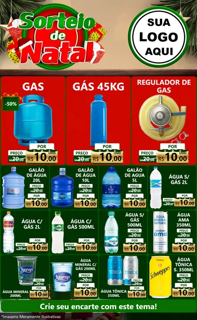 Modelo de Encarte para Encarte Grande com o tema Sorteio de Natal para Água e gás