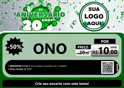 Modelo de Cartaz para Cartaz A4 Horizontal com o tema Promoção de Aniversário - 20 Anos para Óticas