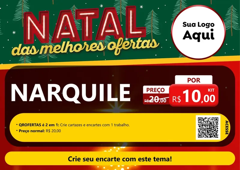 Modelo de Cartaz para Cartaz A4 Horizontal com o tema Natal das Melhores Ofertas para Tabacaria
