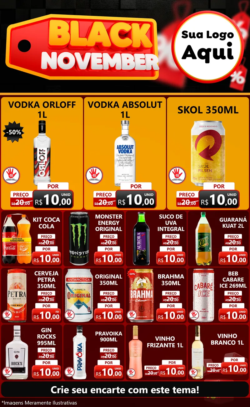 Modelo de Encarte para Encarte Grande com o tema Black November para Distribuidora de bebidas