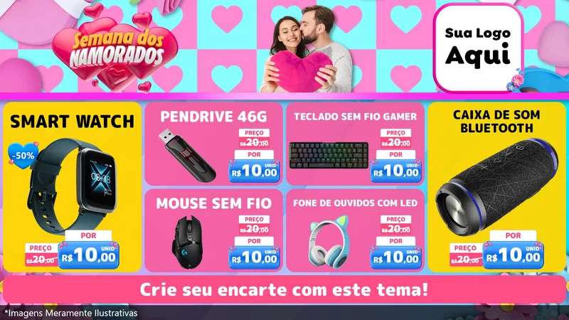 Modelo de TV para TV Horizontal com o tema Semana dos Namorados para Informática