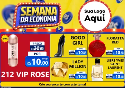 Modelo de Encarte para Encarte A4 Horizontal com o tema Semana da Economia para Perfumes