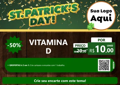 Modelo de Cartaz para Cartaz A4 Horizontal com o tema St Patriks Day para Farmácia