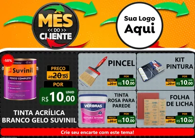 Modelo de Encarte para Encarte A4 Horizontal com o tema Mês do Cliente para Tintas e Ferramentas