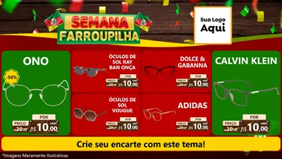 Modelo de TV para TV Horizontal com o tema Semana Farroupilha para Óticas