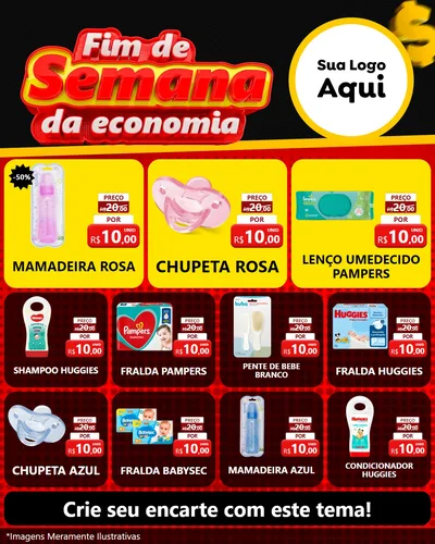 Modelo de Rede Social para Feed Instagram com o tema Fim de Semana da Economia para Bebês