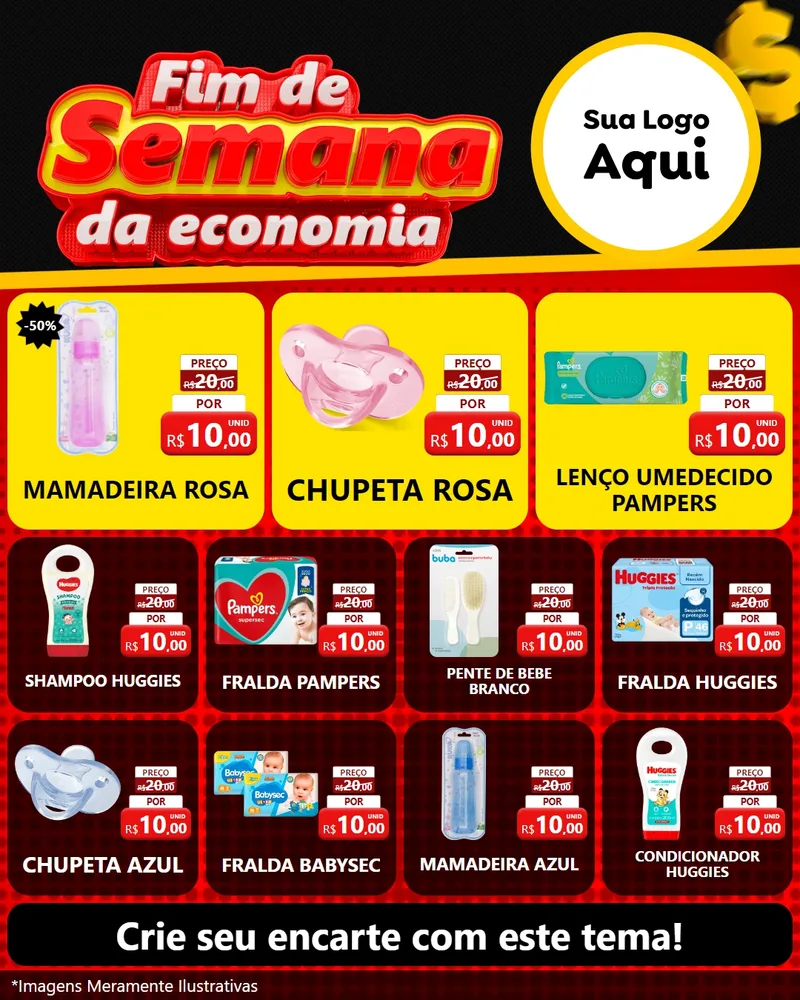 Modelo de Rede Social para Feed Instagram com o tema Fim de Semana da Economia para Bebês