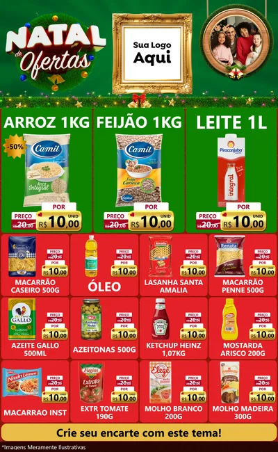Modelo de Encarte para Encarte Grande com o tema Natal de Ofertas para Supermercado
