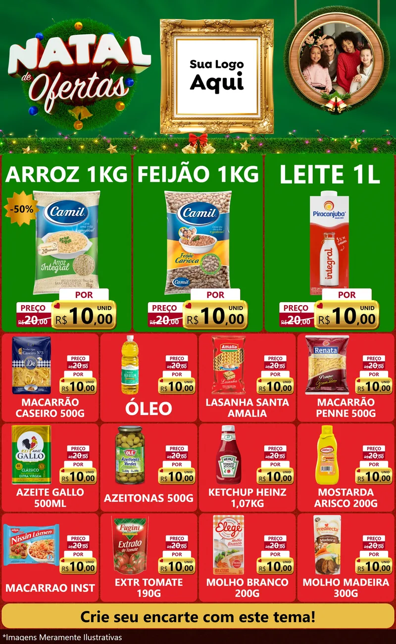 Modelo de Encarte para Encarte Grande com o tema Natal de Ofertas para Supermercado