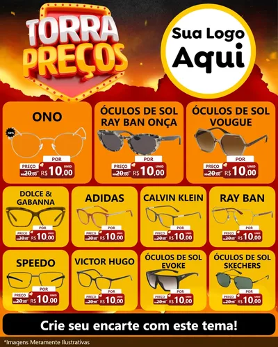 Modelo de Rede Social para Feed Instagram com o tema Torra Preços para Óticas