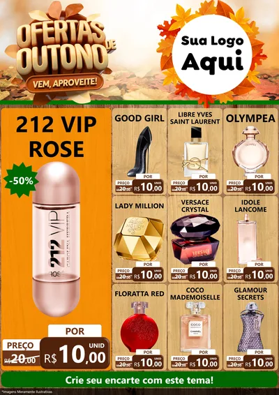 Modelo de Encarte para Encarte A4 Vertical com o tema Ofertas de Outono - Vem, Aproveite! para Perfumes
