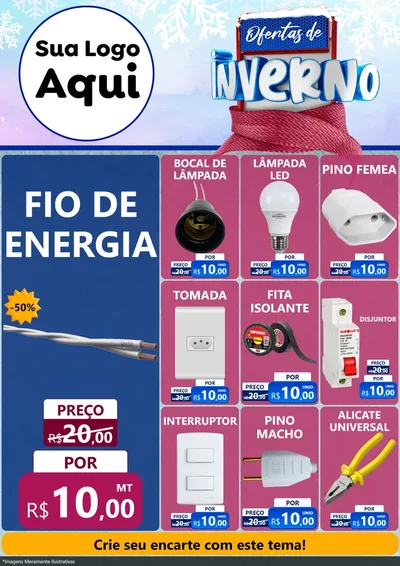 Modelo de Encarte para Encarte A4 Vertical com o tema Ofertas de Inverno para Materiais Elétricos