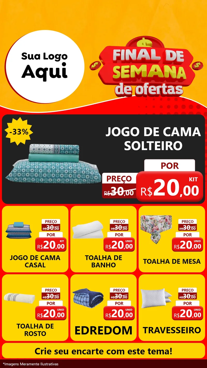 Modelo de Rede Social para Stories com o tema Final de Semana de Ofertas para Cama, Mesa e Banho