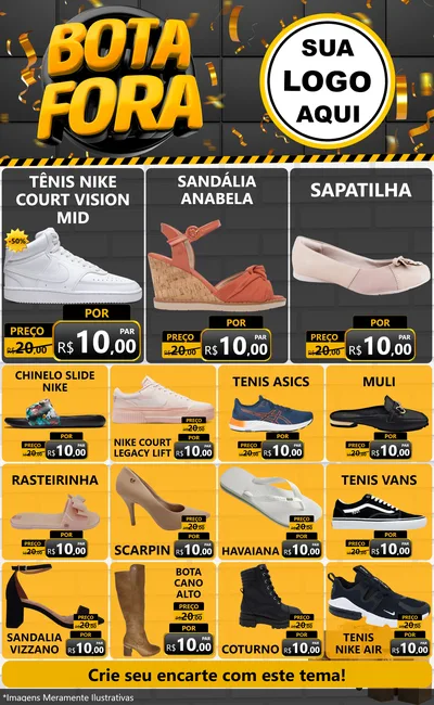 Modelo de Encarte para Encarte Grande com o tema Bota Fora para Calçados