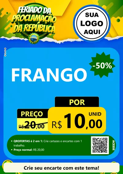 Modelo de Cartaz para Cartaz A4 Vertical com o tema Feriado da Proclamação da República para Assados