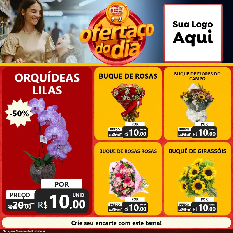 Modelo de Rede Social para Feed Facebook com o tema Ofertaço Do Dia para Floricultura e jardim